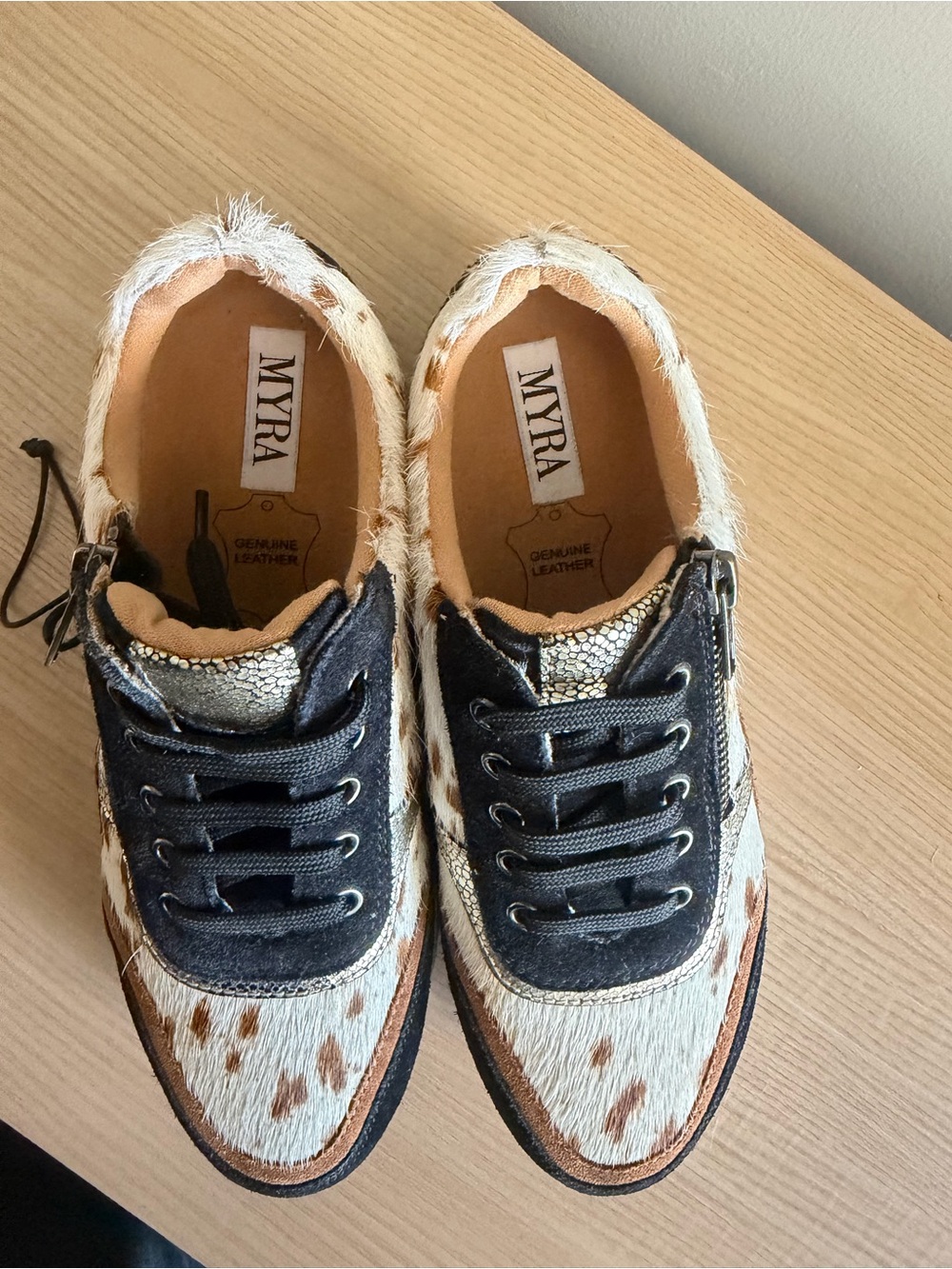 Myra Swift Cowhide Genuine Leather Sneakers Size 6 | Side Zip | NWOT - Picture 7 of 10
